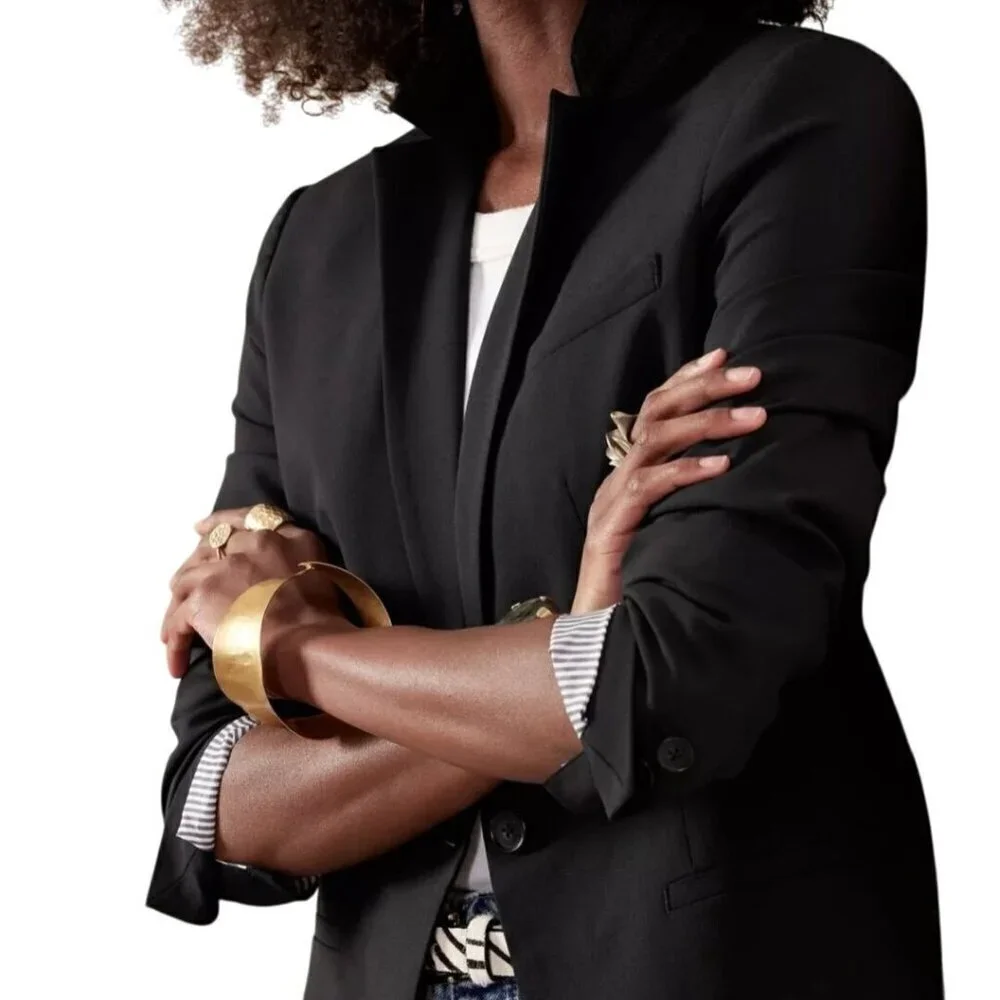Banana Republic NWOT Long And Lean Wool Blend Black Classic Blazer Size 0